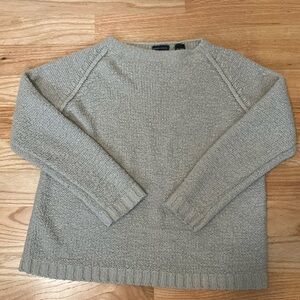 Moda International boatneck nubby 
sweater Womens L beige wool blend Minimslist